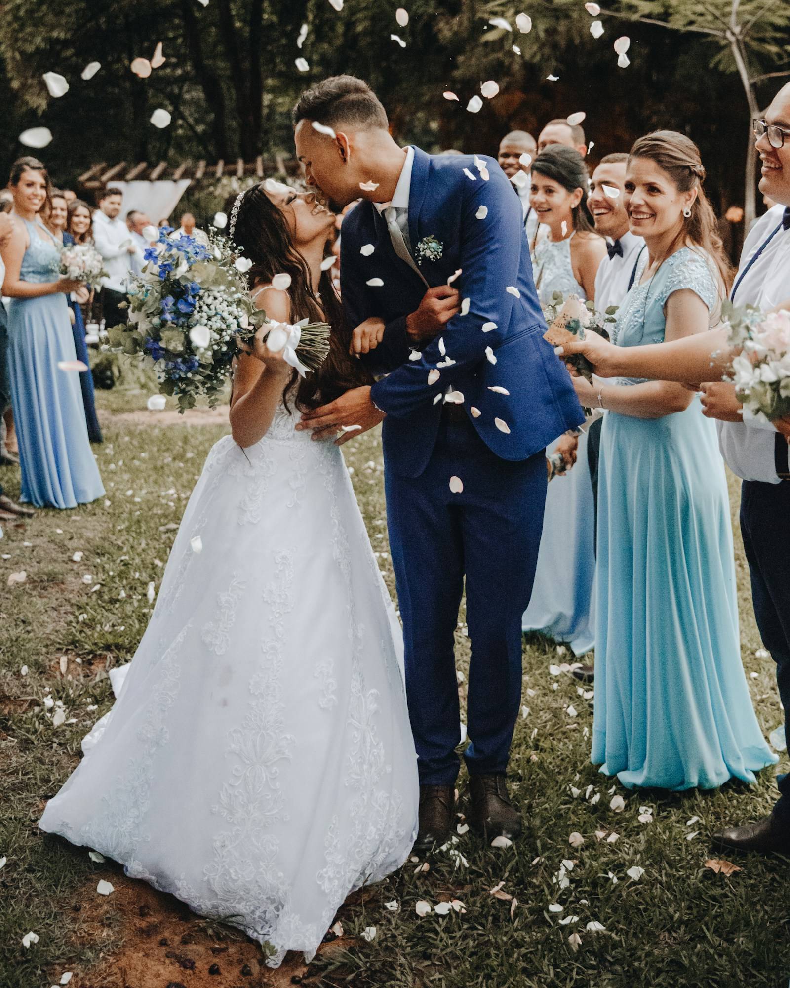The couple kissing straight after the ceremony